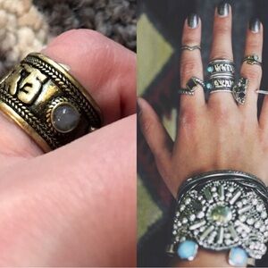 NWOT free people open ring gem boho vintage faux moonstone